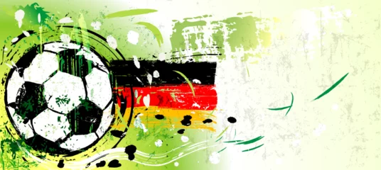 Foto op Plexiglas soccer or football illustration for the great soccer event with paint strokes and splashes, germany national colors © Kirsten Hinte