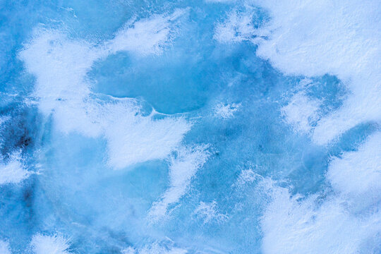 Frozen lake in winter