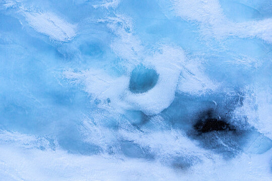 Frozen lake in winter