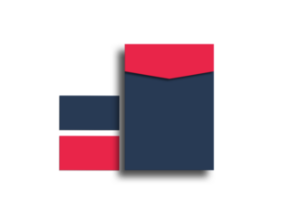 Elegant red a4 envelope with business card stationery set mockup