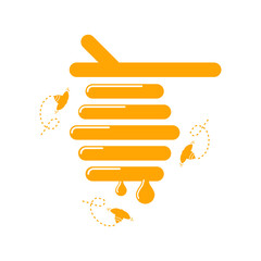 Illustration of beehive and honey. Healthy food for health. Vector format and flat style © Ekatamadesign