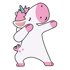 Dabbing  Unicorn dancing cartoon icon