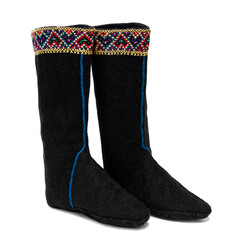 Ukrainian national wool shoes. Hutsul Kaptchuri. Isolated on white