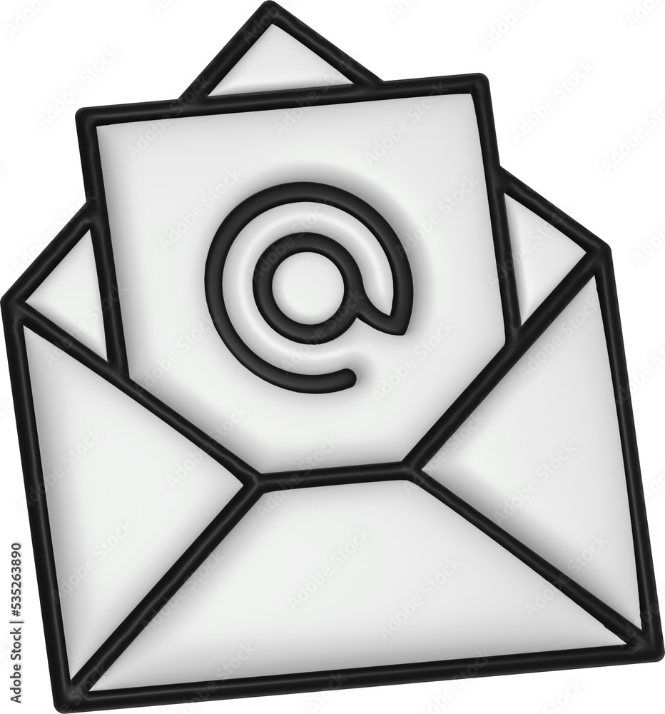 Poster 3d rendering envelope mail icon. illustration with shadow isolated on white.