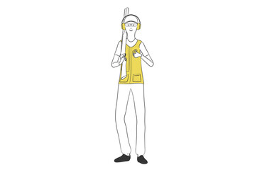 射撃をする男性のシンプルなイラスト