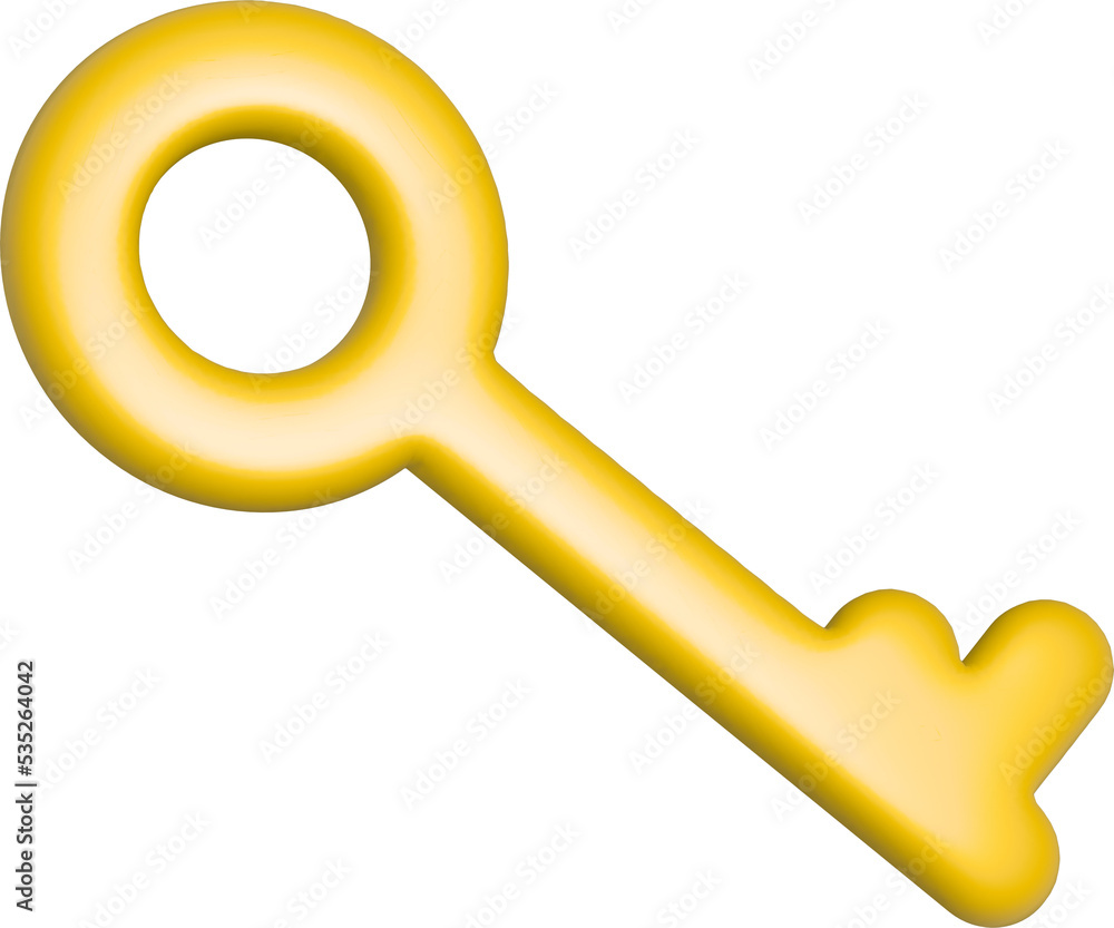 Poster 3d rendering key icon. illustration with shadow isolated on white.