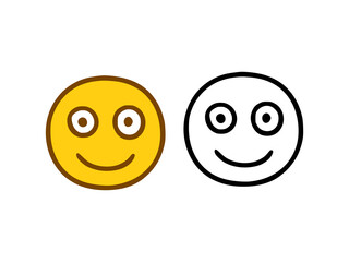 Happy face emoticon in doodle style isolated on white background