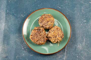 Indian food Jali kabab with tomato sauce served in a dish isolated on background top view