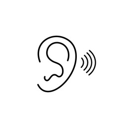 Ear icon. Hearing linear sign isolated on white background.Vector illustration.