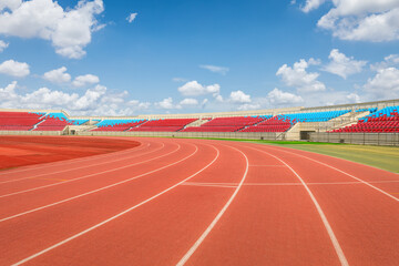 Red runway and seat scene in the stadium