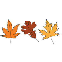 Obraz premium Set of forest leaves from a tree. Plants for the design of postcards. Color illustration on a white background. Autumn leaf.