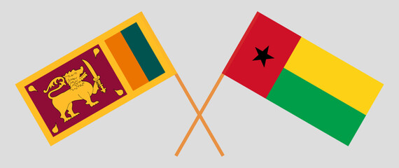 Crossed flags of Sri Lanka and Guinea-Bissau. Official colors. Correct proportion