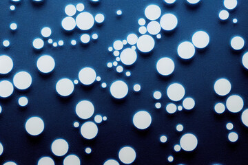 3D-image of white bubbles on dark-blue background - obrazy, fototapety, plakaty