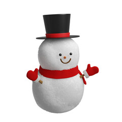 3D Rendering cute snowman for Merry Christmas isolated on the white background with selection clipping path