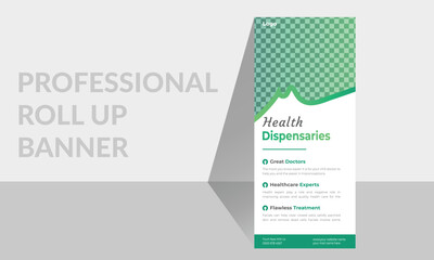 Creative Hospital and health roll up banner design Vector Template New Concept for Medical Services