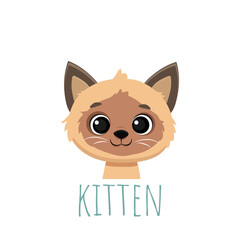 cute cartoon cat pet  face.Icon of kitten head.Funny cat.Vector illustration