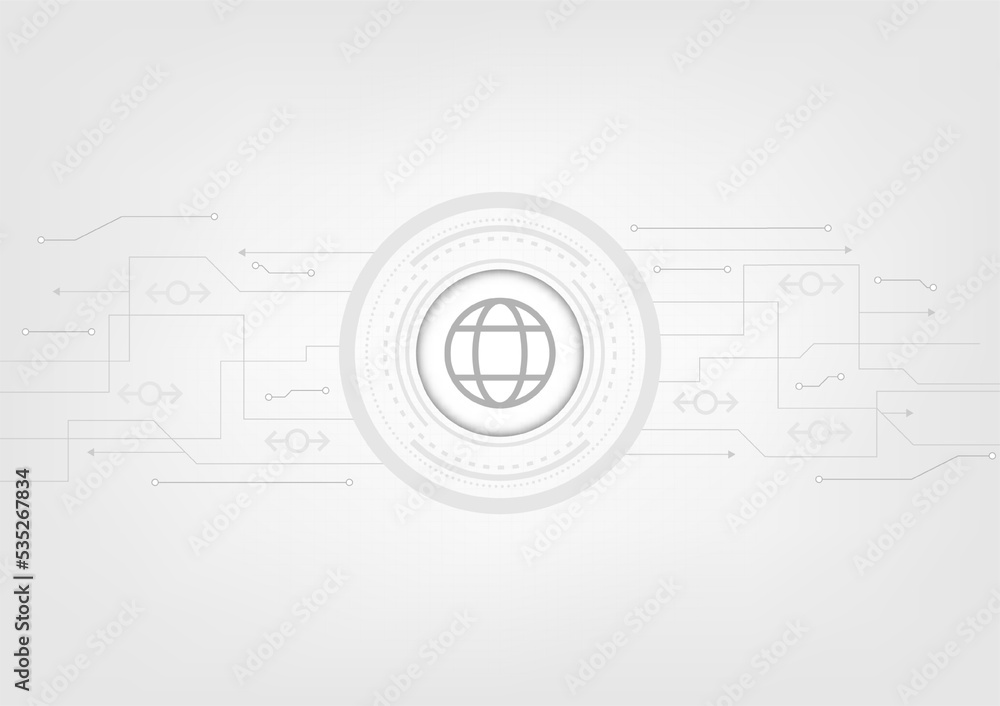Poster abstract technology background circle geometric globe icon decoration science and technology white b