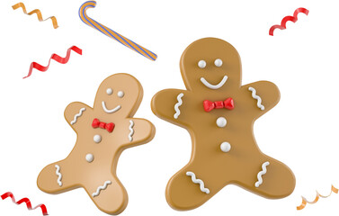 Naklejka premium Christmas cookies gingerbread and confetti flying