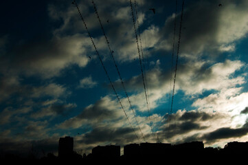 morning sky with clouds in the suburbs