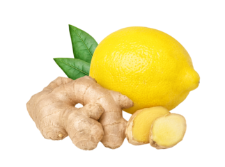 Ginger and lemon isolated. Natural home treat for cold and flu