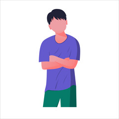 Fototapeta premium standing man wearing jacket putting his hand in cantonese jacket illustration