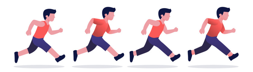 man running bundle flat design vector illustration