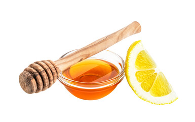 Lemon and honey isolated. Natural medication for cough and sore throat. 