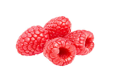 Raspberry berries isolated. Heap of raspberry fruits 