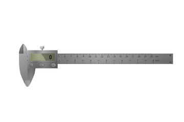Metal digital vernier caliper with display vector illustration.