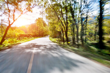 Empty road in motion blur