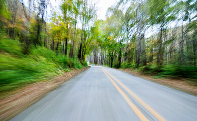 Fototapeta na wymiar Empty road in motion blur