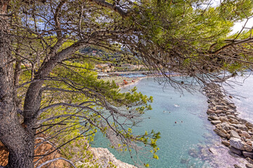 View over the main beach of Moneglia on the Ligurian coast