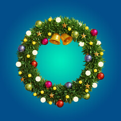 Christmas wreath isolated. 3D rendering