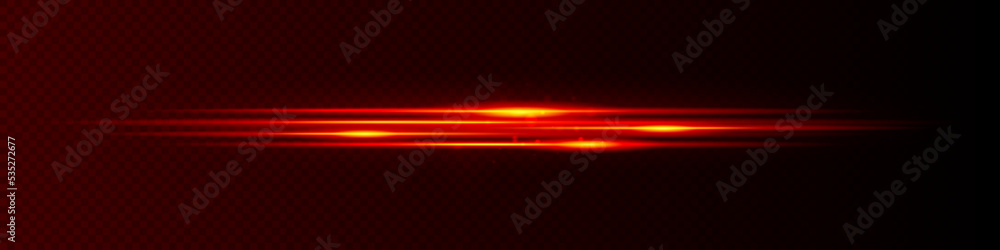 Poster vector red fire glowing lines effect. straight fast light. acceleration speed motion. horizontal ray