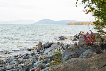 Fototapeta na wymiar lake Baikal in autumn and summer