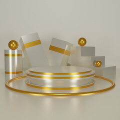 Podium in abstract composition for product presentation display mockup 3d rendering