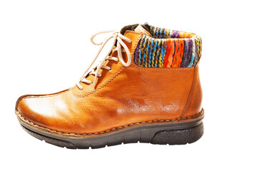 Beautiful elegant brown casual insulated leather boot