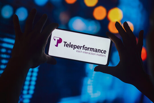 October 3, 2022, Brazil. In this photo illustration, the Teleperformance logo is displayed on a smartphone.