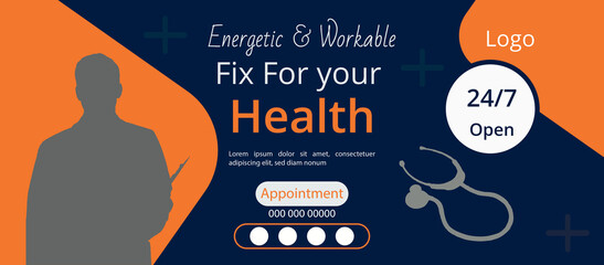 healthcare clinic modern social media banner layout.vector medical facebook banner design.