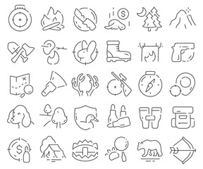 Hunting line icons collection. Thin outline icons pack. Vector illustration eps10