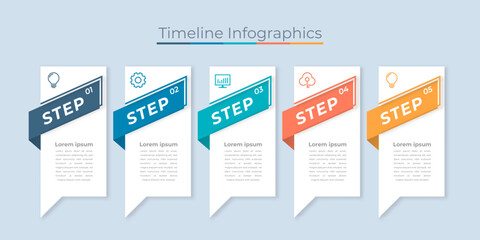 Timeline Infographics Design Marketing Icons. Usable for Workflow Layout, Diagram, Annual Report, Web Design. Business Data Visualization with steps or Processes