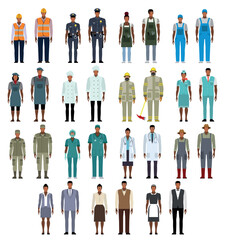 People group different professions. Men and women of different occupation set. Flat vector illustration