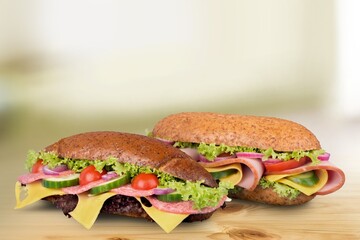 Tasty fresh fast food on the desk