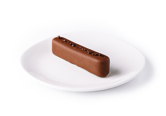 Sweet and tasty chocolate cake on plate