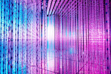 Abstract empty room with large group of led lights