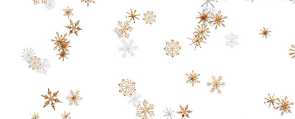 Christmas background design of snowflake and snow falling in the winter 3d illustration