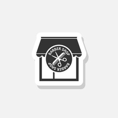 Barber shop sticker icon isolated on white background