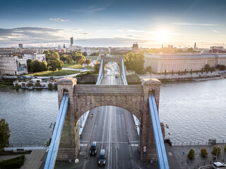 A bridge in Wroclaw, Poland at sunset.