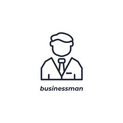 Vector sign businessman symbol is isolated on a white background. icon color editable.