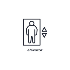 Vector sign elevator symbol is isolated on a white background. icon color editable.
